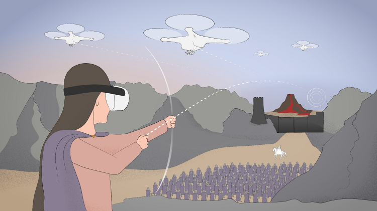 В Сколтехе разработали VR-лук для запуска роя дронов серией выстрелов В Сколтехе разработали VR-лук для запуска роя дронов серией выстрелов